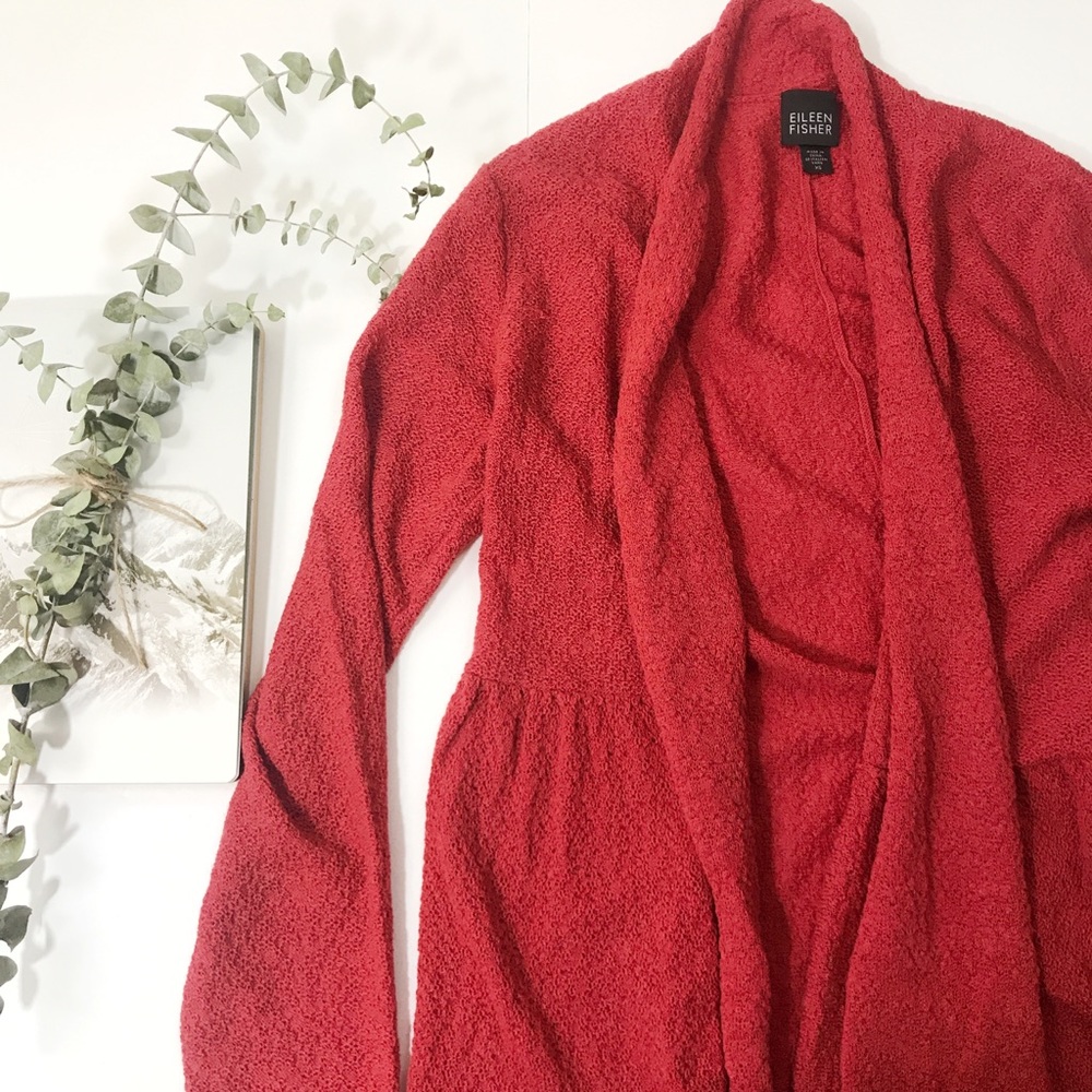 Eileen Fisher Open Front Merino Wool Cardigan